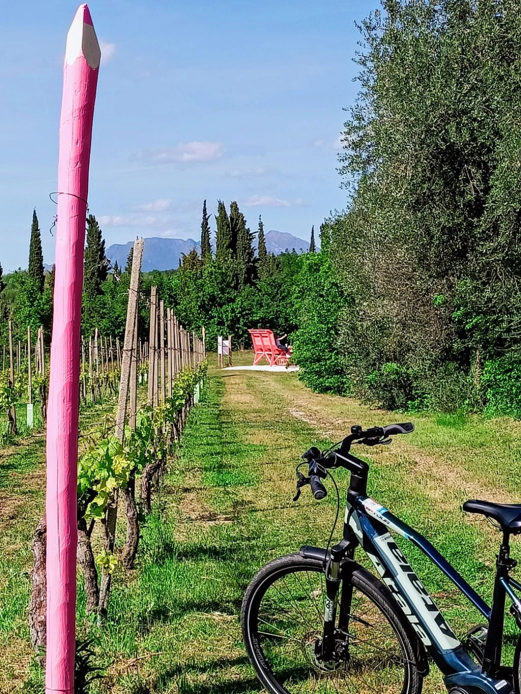 Big bench chiaretto to be seen e bike friendly garda bikesquare